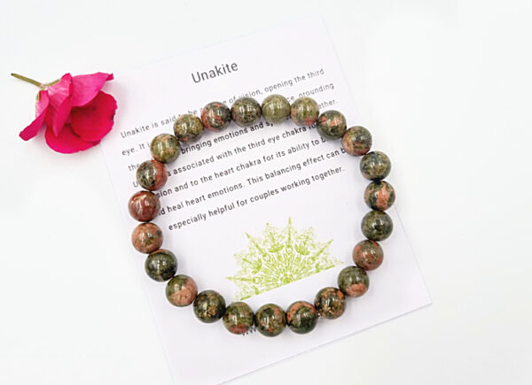 Unakite Round Beaded Bangle, unakite jewellery, bangle