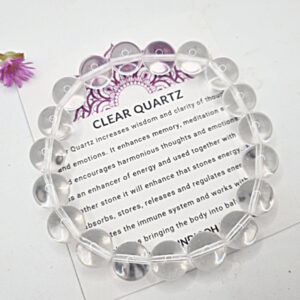 Clear Quartz Round Beaded Bangle, clear quartz, polished gem bracelet