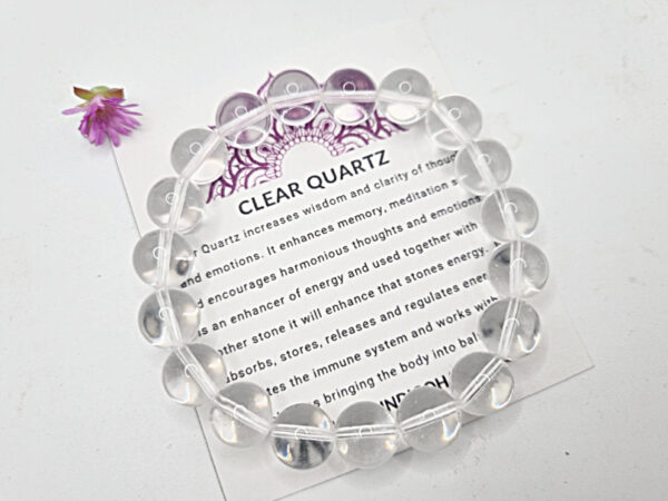 Clear Quartz Round Beaded Bangle, clear quartz, polished gem bracelet