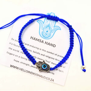 Hamsa Hand Macrame Bracelet, South Africa Jewellery, blue bangle