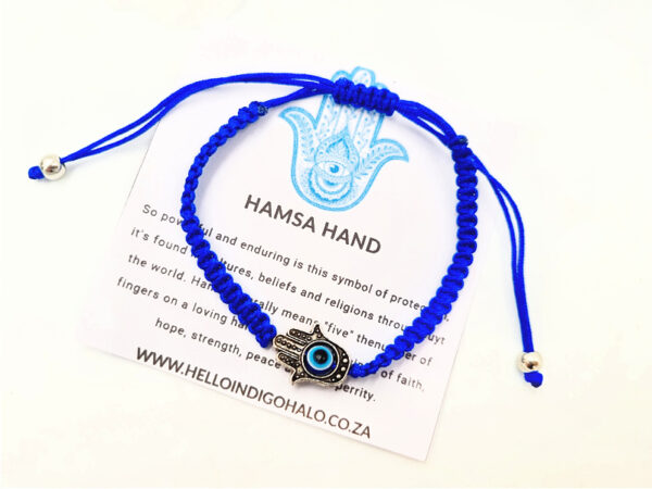 Hamsa Hand Macrame Bracelet, South Africa Jewellery, blue bangle