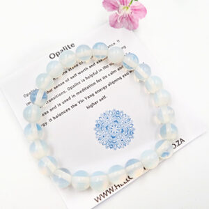 Opalite Round Beaded Bangle, polished beads crystal bracelet, bohemian jewellery