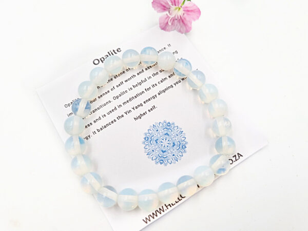 Opalite Round Beaded Bangle, polished beads crystal bracelet, bohemian jewellery