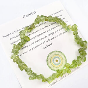 Peridot Gem Chips Bangle, crystal jewellery, green crystal bracelet