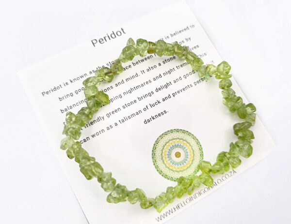 Peridot Gem Chips Bangle, crystal jewellery, green crystal bracelet