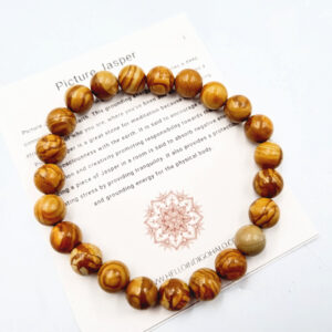 Picture Jasper Round Beaded Bangle, South African Jewellery, polished gem bracelet