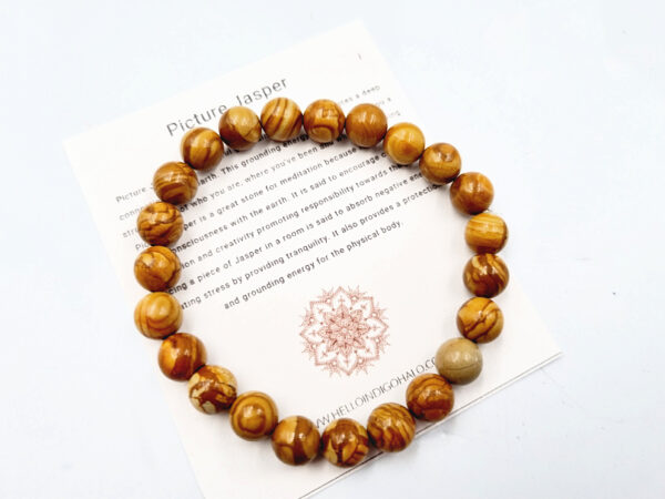 Picture Jasper Round Beaded Bangle, South African Jewellery, polished gem bracelet