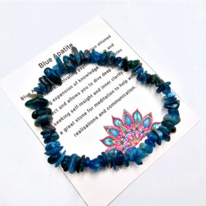 Blue Apatite Gem Chips Bangle, blue crystal bracelet, crystals