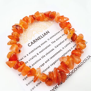 Carnelian Gem Chips Bangle, orange crystal bracelet, crystal stone chip jewellery