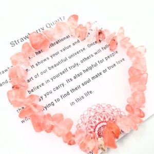 Strawberry Quartz Gem Chips Bangle, crystals, natural gemstone bracelet,