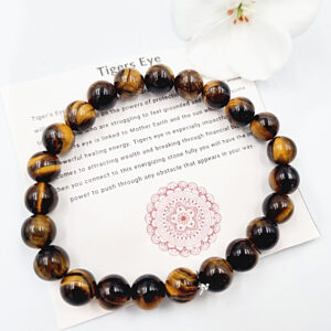 Tigers Eye Round Beaded Bangle, gemstone bracelet, crystal bracelet