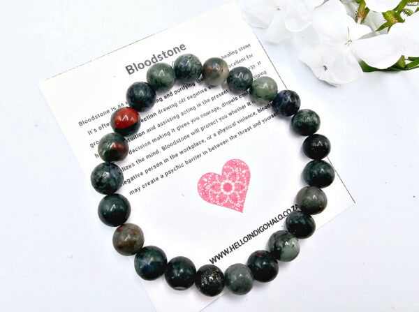 Bloodstone Round Beaded Bangle, bloodstone jewellery, crystal bracelet