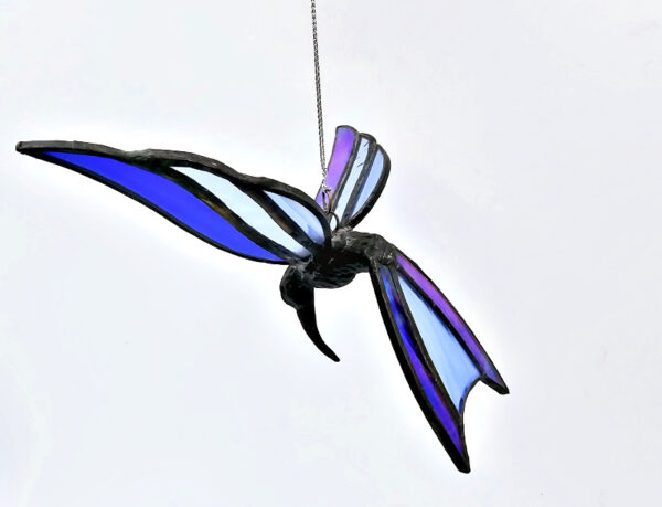 Stained Glass Blue Humming Bird (16cm)