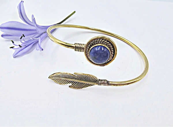 Feather Bangle Lapis Lazuli (Brass)