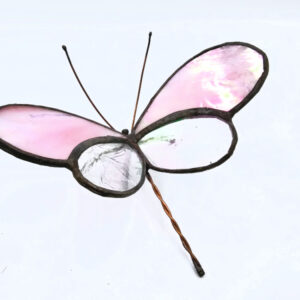 butterfly pink stained glass, pink, stained glass, butterfly, glass, metal and wire, handmade