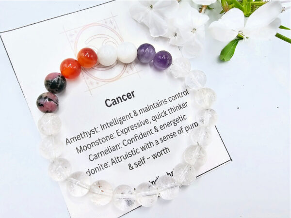 Cancer Zodiac Gem Bracelet, star sign jewellery, spiritual bangle