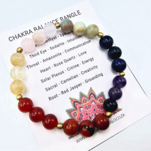 Chakra Balance Gemstone Round Beaded Bangle, seven chakras, chakra jewellery