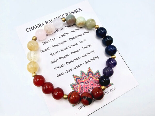 Chakra Balance Gemstone Round Beaded Bangle, seven chakras, chakra jewellery