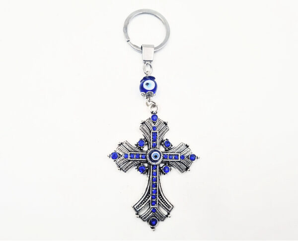 Cross & Evil Eye Keyring