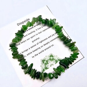 Diopside Gem Chips Bangle, spiritual bracelet, diopside