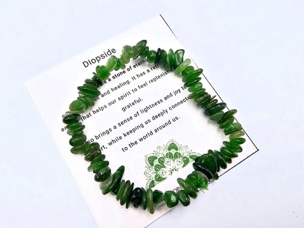 Diopside Gem Chips Bangle, spiritual bracelet, diopside