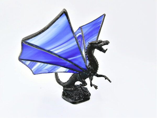 Stained Glass Blue Upright Dragon