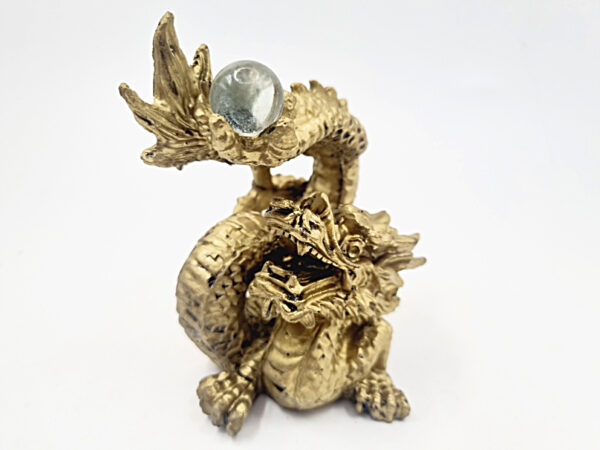 Gold Dragon Statue & Glass Sphere