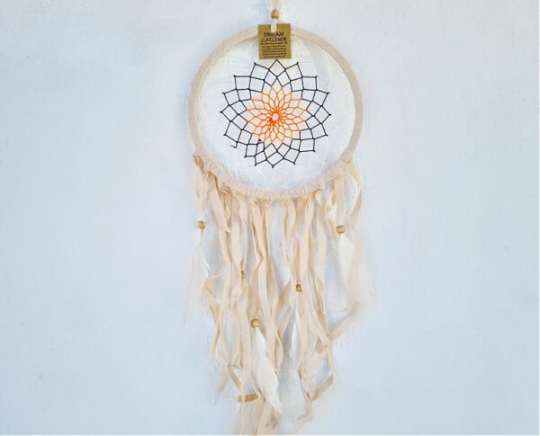 Cream & Orange Dream Catcher (21cm)