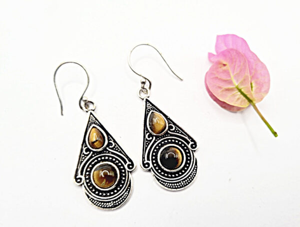 New Age Teardrop Tigers Eye Earrings