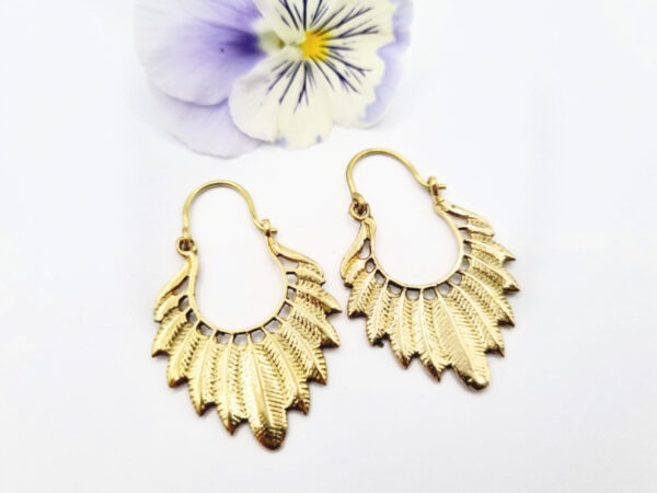 Bohemian Feather Brass Earrings