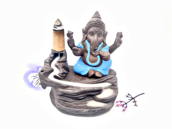 Ganesha Backflow Incense Burner Blue