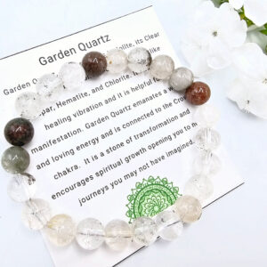 Garden Quartz Round Beaded Bangle, polished beads crystal bracelet, South African Jewellery