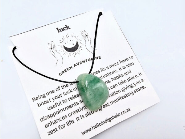 Green Aventurine Tumbled Stone Necklace (Luck)