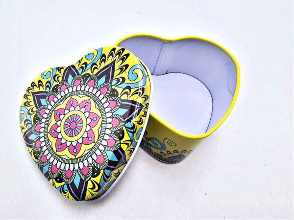 Heart Storage Tin (Yellow Fusion Mandala)