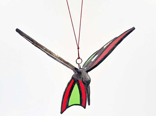 Stained Glass Red Humming Bird (16cm)