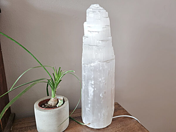 Selenite Tower Crystal Lamp (30cm)