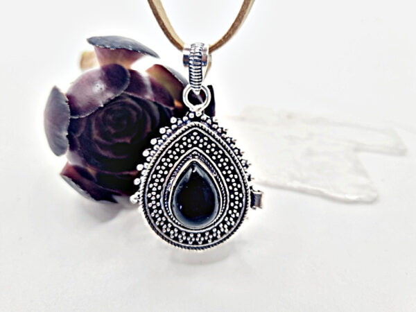 Black Onyx Locket Necklace (Opens)