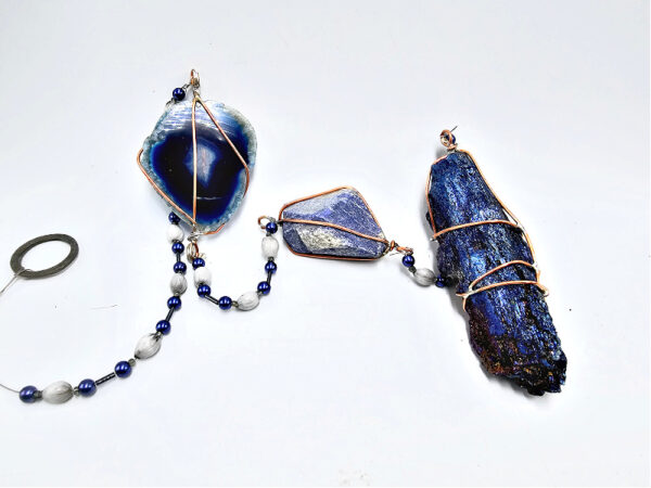 Blue Agate & Carborundum Crystal Mobile (85cm)