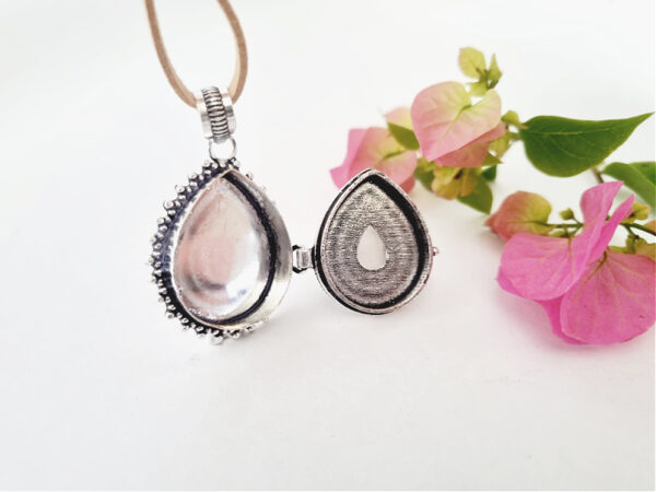 Rainbow Moonstone Teardrop Locket (Opens) - Image 2