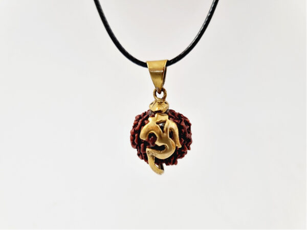 Rudraksha Bead Brass Om Necklace