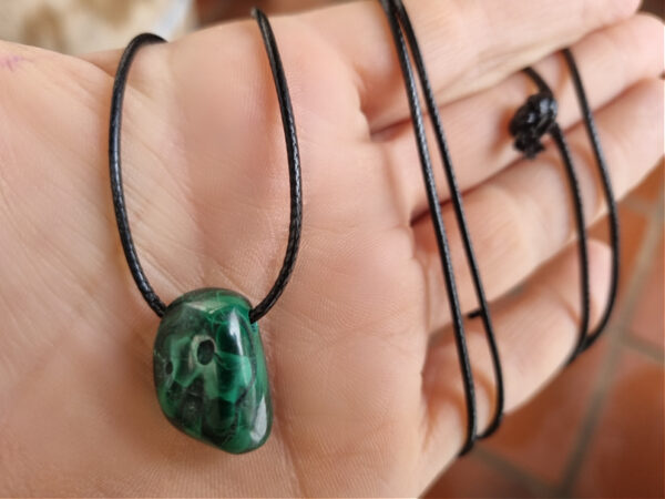 Green Malachite Tumbled Stone Necklace (Negativity Blocker) - Image 2