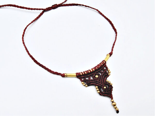 Macrame Chocker Brass bar (Red)