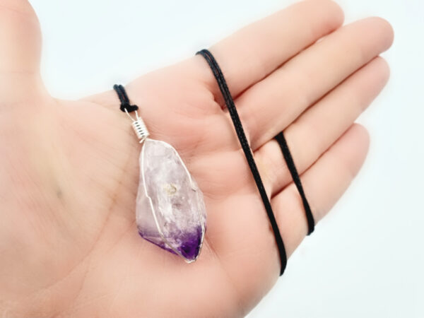 Rough Amethyst Crystal Wire Point Necklace - Image 2