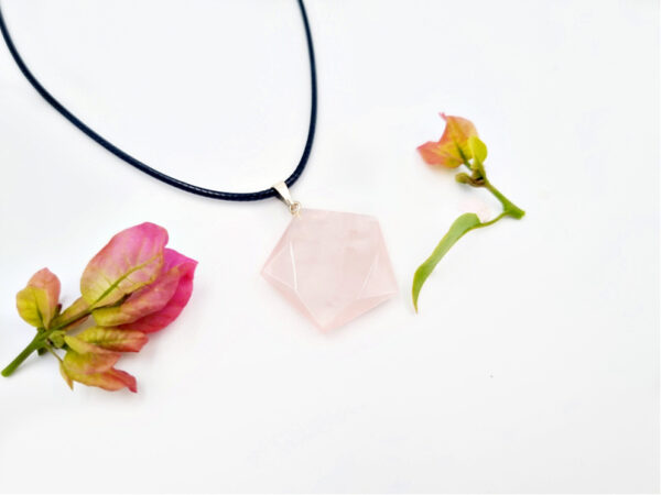 Rose Quartz Flat Hexagon Necklace