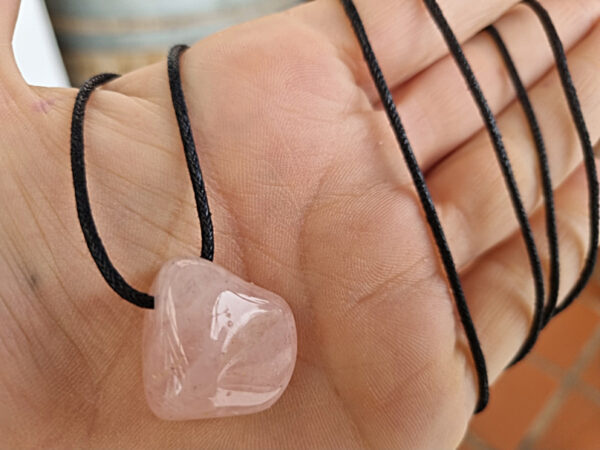 Rose Quartz Tumbled Stone Necklace (Unconditional Love) - Image 2