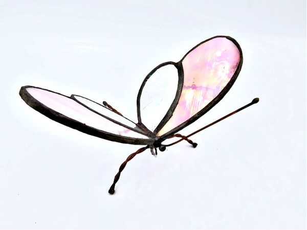 Pink Stained Glass Sitting Butterfly (16cm) - Image 2