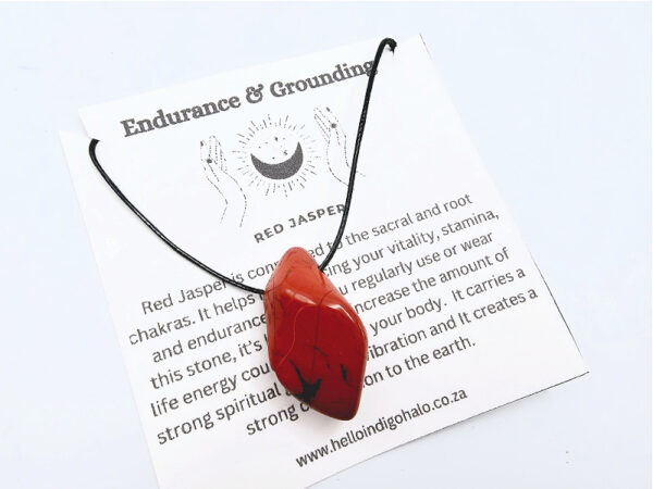 Red Jasper Tumbled Stone Necklace (Endurance & Grounding)