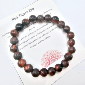 Red Tigers Eye Round Beaded Bangle, gemstone bangle, crystal bracelet