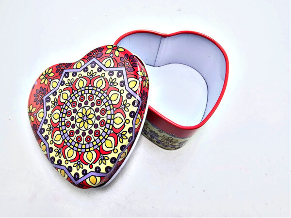 Heart Storage Tin (Yellow & Red Pop Mandala)