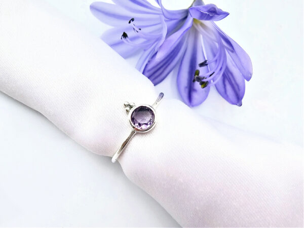 Amethyst Ring Round & Circles (925 Silver)